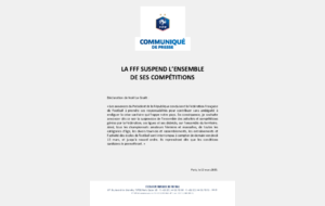 Communiqué de presse FFF - LA FFF SUSPEND L’ENSEMBLE DE SES COMPÉTITIONS